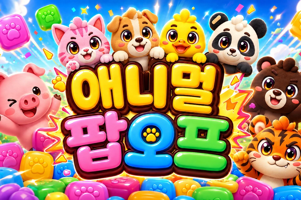 여러 동물 블록이 등장하는 애니멀 팝오프 게임 썸네일